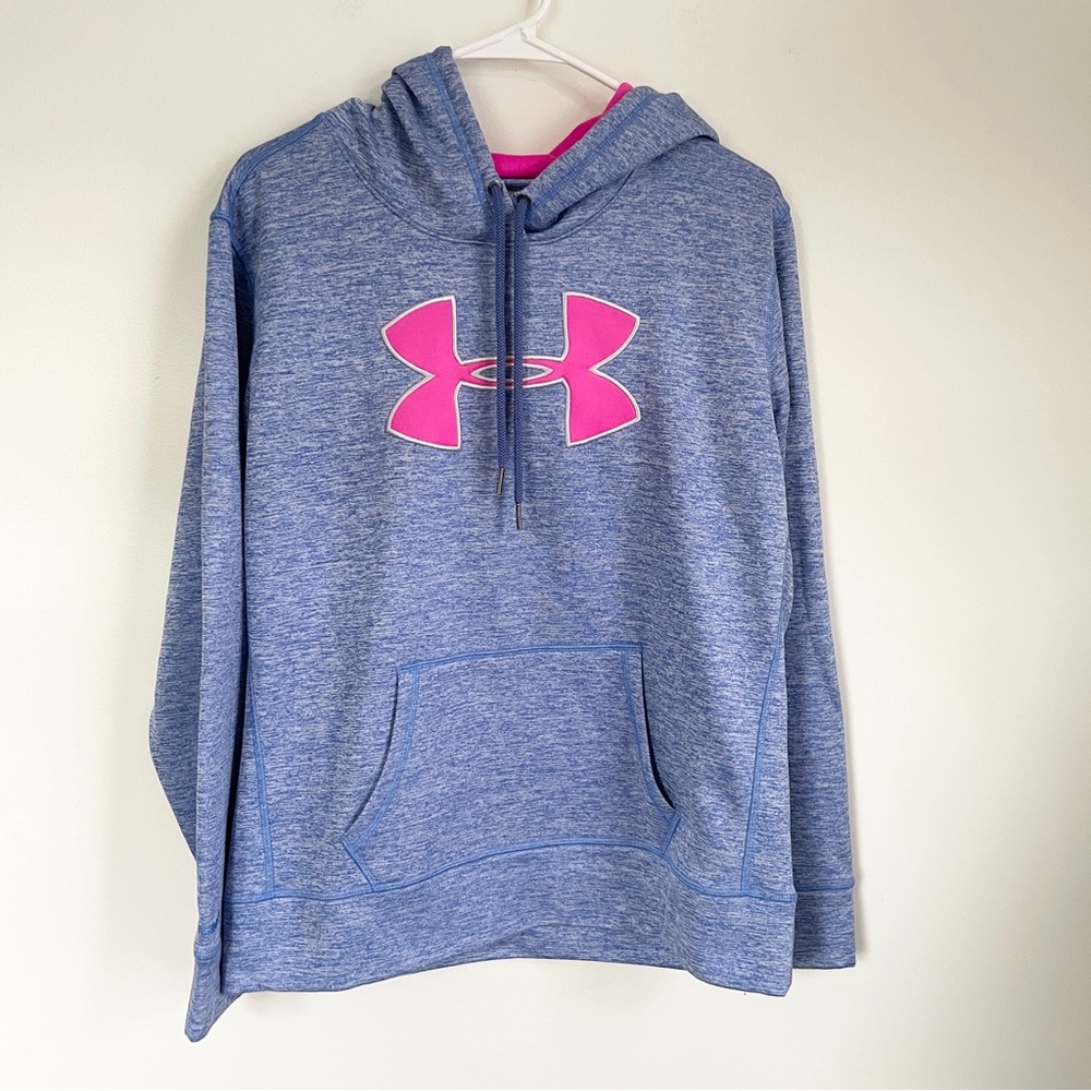 Under Armour Heathered Blue Hoodie with Pink Accents